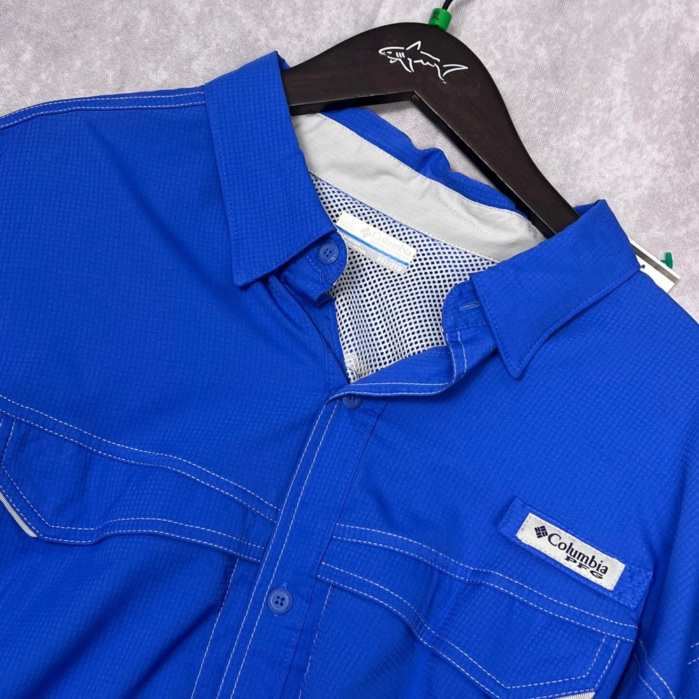 Columbia PFG Fishing Shirt Mens XXL Blue Excellent‎ Long Sleeve Ripstop Vent